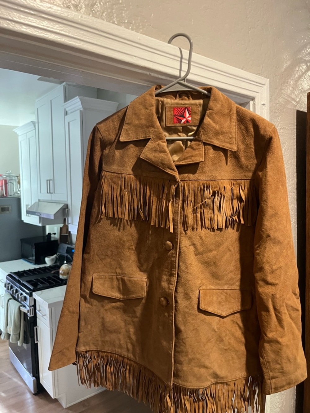 Vintage Genuine Leather Fringe Jacket in Tan - Picture 4 of 11